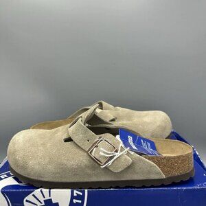Birkenstock Boston Clog Suede Sandal Taupe